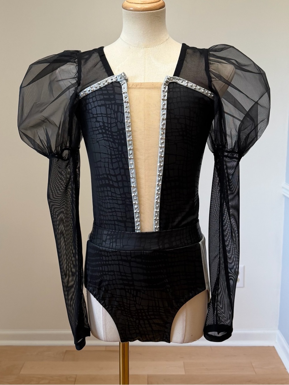 Black mesh leotard